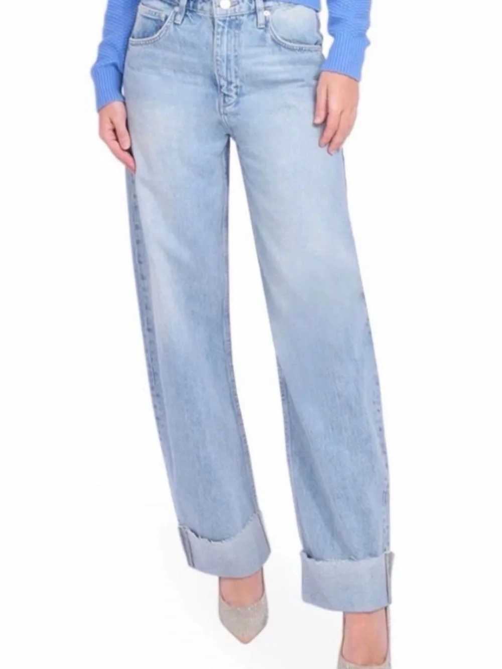 FRAME Le Baggy Wide-Leg Cuffed Jeans Size 24 NWOT